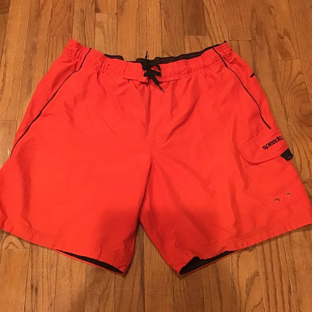 Speedo Swim Trunks Red Bathing Suit - Side Logo - Mens Size XL
